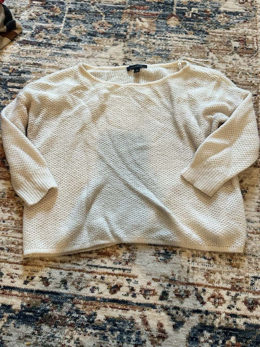 Ann Taylor Women's Off-White Seed Stitch Boatneck Sweater Size M